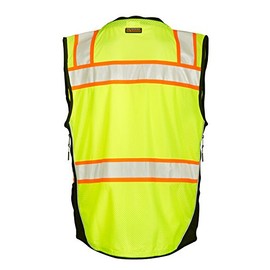 ML Kishigo S5002-4XL Class 2 Lime Surveyors Safety Vest | Solid Polyester | Heavy Duty Black Bottom | Reflective Material Laminated | Padded Neck