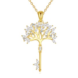 POPLYKE Tree of Life Necklace for Women 925 Sterling Sliver Tree of Life Key Necklace Key Necklace Pendant Tree of Life Jewelry Gifts for Women Christmas