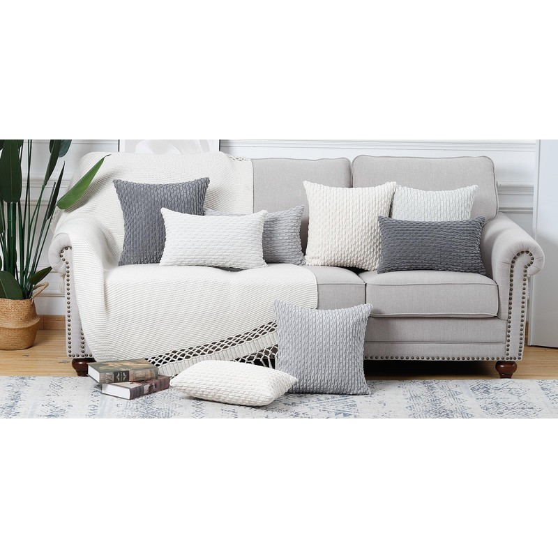 Madizz Set of 2 Boho Striped Cushion Covers, Soft Corduroy