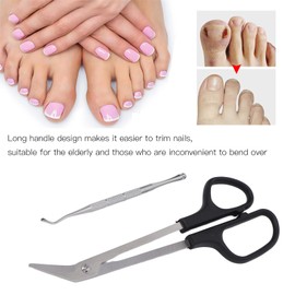 Seniorenfreundlicher Zehennagelknipser mit Langem Griff, Ergonomische Edelstahlschere mit Nagelpflücker für Einfache Nagelpflege Im Salon zu Hause, Abgewinkelte Klingen,