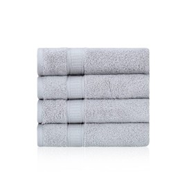 La Hammam 4 Pack 16” × 28” Turkish Cotton Hand Towels for Bathroom, Face, Hotel, Gym, & Spa | Extra Soft Feel Fingertip, Quick Dry and Highly Absorbent Luxury Premium Quality Towel Set - Light Gray