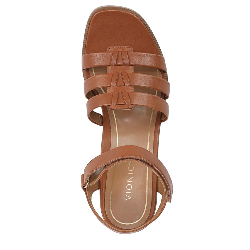 VIONIC Women's Maisy Sandal, Tan Leather, 7.5 Wide