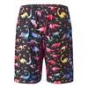 PAUFOGA Mens Swim Trunks with Compression Liner, Cartoon Dinosaurs Bathing