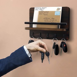 CHEHILL porta llaves pared con 5 ganchos, para decoración, estante de llaves de Pino, organizador de llaves montado en la pared y organizador de correo