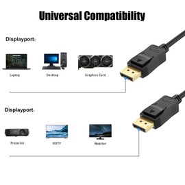 UVOOI 4K DisplayPort Cable 3FT 10-Pack, Display Port to Display Port Cable for Monitor DP to DP Cable Male to Male Adapter 4K@60Hz, 2K@144Hz, 1080P