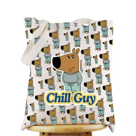 WZMPA Chill Guy Tote Bag Chill Guy Meme Gift I'm Just A Chill Guy Reusable Grocery Bag Chill Guy Merchandise, Chill Guy Tg, Large