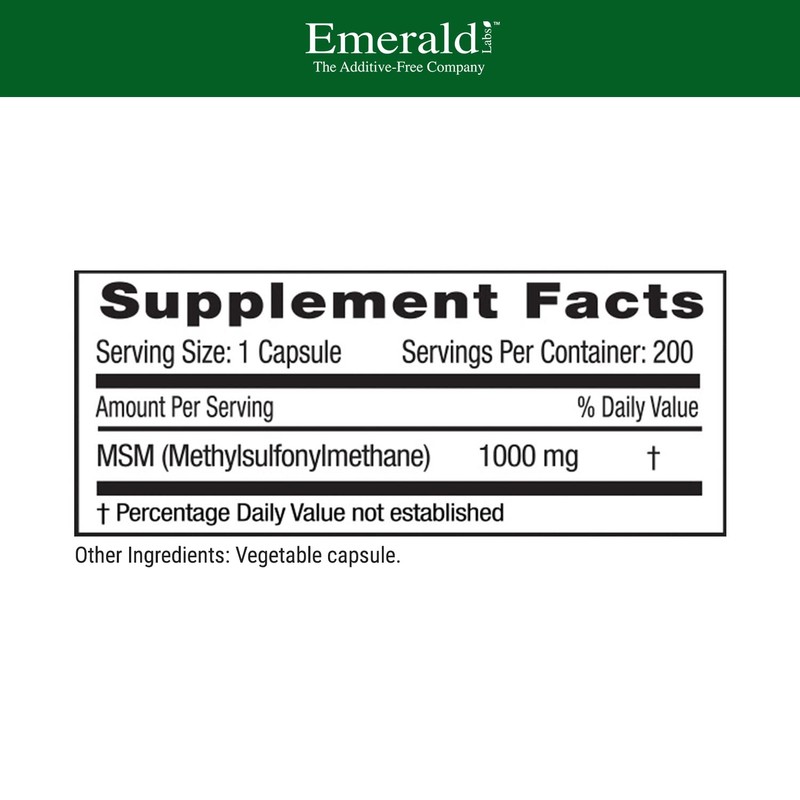 EMERALD LABS MSM 1000mg - Joint, Liver & Immune Support