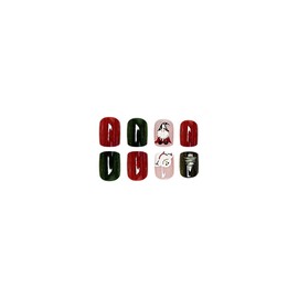 Weihnachtspresse auf Nägeln Weihnachten gefälschte Nägel Winter Nette Weihnachtsnägel Weihnachten Schneemann Acrylnägel Presse auf falsche Nägel für Frauen Grün Rot (Rot B, 0.04 ml (Pack of 24))