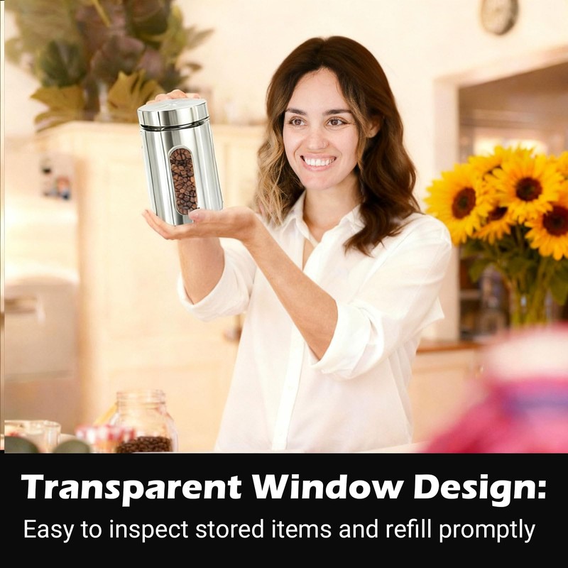 PEDOBALI 7 Pcs Kitchen Canisters Set with Window Glass 32