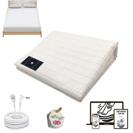 AuraVida Grounding Bed Sheet for Double Bed - Grounding Sheet 95% Cotton, 5% Conductive Silver Earthing Sheets - Enhance Sleep & Wellness Grounding Mat - Durable and Soft Grounding Sheets (137x190cm)