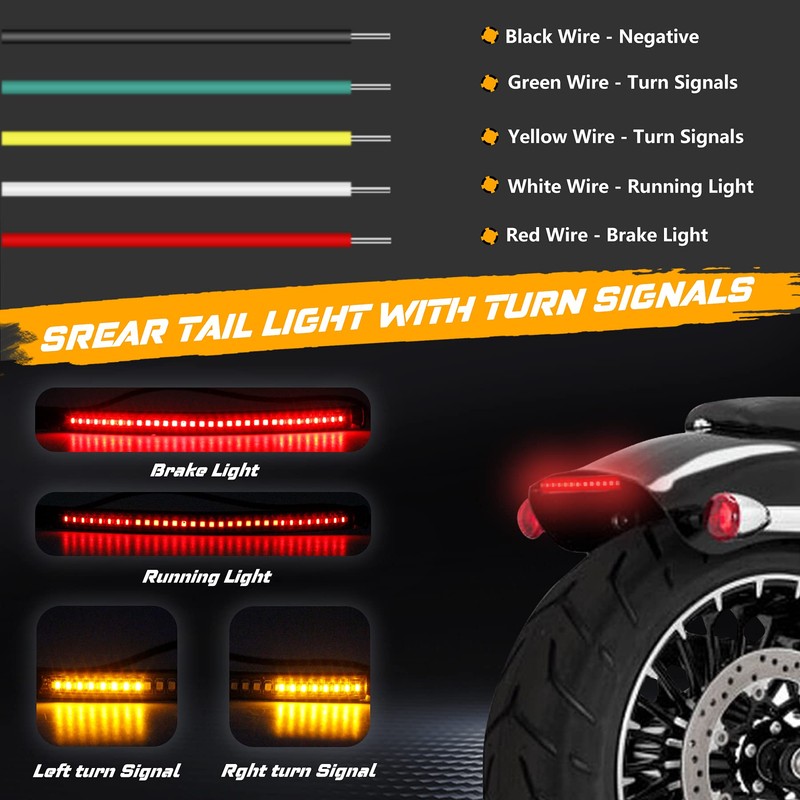 QUASCO Front Rear Motorcycle Led Turn Signals, Universal White Amber