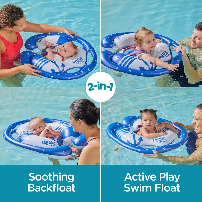 SwimSchool Freestyle Swimmer Baby Pool Float with Multi-Position, Adjustable Safety
