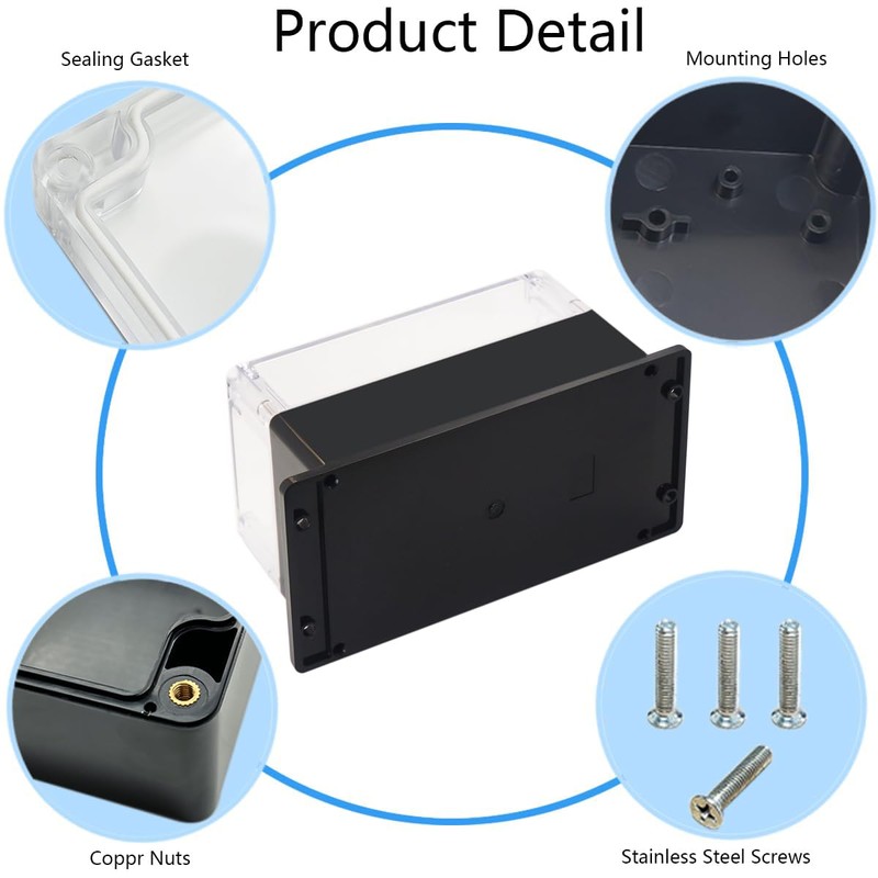 Raculety Junction Box IP65 Waterproof ABS Plastic Electrical Project Case