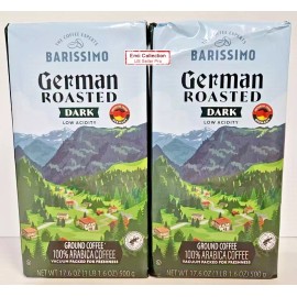 Barissimo German Roasted Low Acidity Dark Ground Coffee 17.6oz 500g (2 Packs)