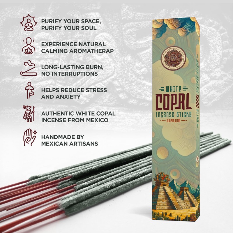 White Copal Aztec Incense Sticks from Mexico - (20 Sticks)