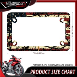 Motorcycle Jesus Cross License Plate Frame American Flag Stainless Steel Funny Motorbike License Plate Holder Black Tag Holder Motorcycle Accessories Decoration 7.7" x 4.5 "