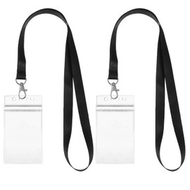 2 Pack Clear ID Badge Holder with Lanyard, Lanyards for Cruise Ship Cards, Waterproof Lanyards with Id Holders for Office, School, Teachers, Business, Conferences