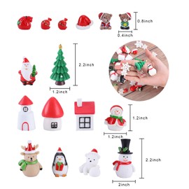 Feelfly 22 PCS Christmas Figurines Miniatures Kit, Christmas Micro Landscape Mini Resin Ornaments Set for DIY Fairy Garden Accessories Dollhouse Decoration Desktop Christmas Decoration (#B)