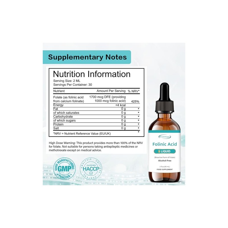 Folinic Acid (Vitamin B9) 1000 mcg,60ml