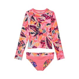 Maaji Girls' Odyssey Rash Guard Set (Little Big Kids), Coral Leafy