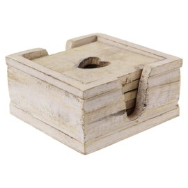 The Home Fusion Company 6 x Vintage Shabby Chic Wooden Heart Coasters Coffee Table Drinks Cup Desk Mat