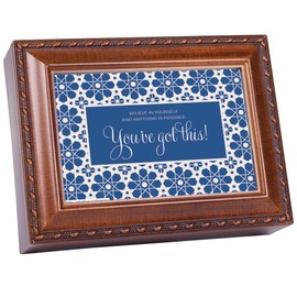 Cottage Garden Musical Trinket Photo Jewelry Box Plays Tune You Light Up My Life 6 x 8 Inch Acrylic and Glass Believe in Yourself