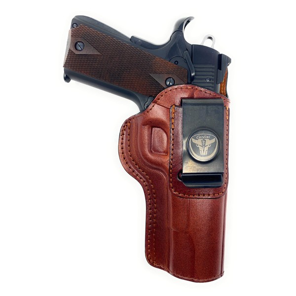 Cardini Leather - IWB Holster - Fits Most 1911 Style Handguns - for Kimber - for Colt - for S & W - for Remington - for Ruger & More (Brown, Right Hand)