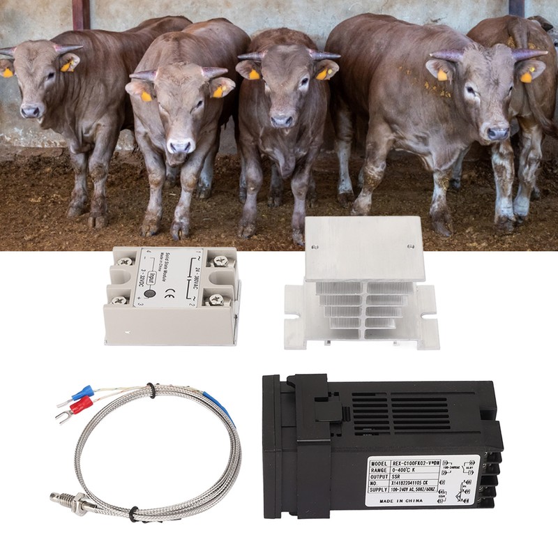 Farm Temperature Control Set 100‑240V Thermostat Type K Thermocouple Heatsink