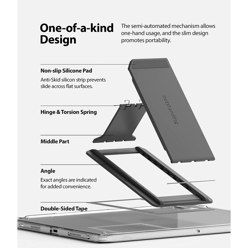 Ringke Outstanding Universal Tablet Stand Spring-Action Kickstand - Dark Gray