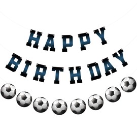 Adecortalk Soccer Happy Birthday Banner Soccer Birthday Party Garland for Boys Girls Birthday Party Decorations
