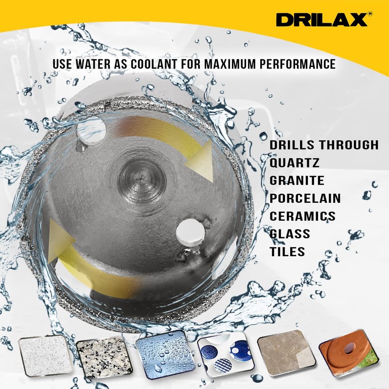 Drilax 2-7/8 inch Diamond Hole Saw Drill Bit Ceramic, Porcelain