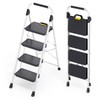 KINGRACK Sturdy Steel 4 Step Ladder, Folding Step Stool with