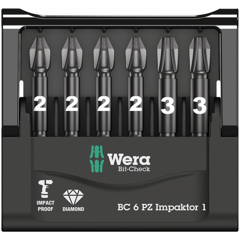 Wera Bit-Check 6 PZ Impaktor 1 Diamond Coated TriTorsion Long