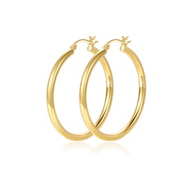 RANKEEF Chunky Gold Hoop Earrings for Women Lightweight 14k Real Gold 30/40/50/60/70MM Thick Big Large Hoop Earrings for Women