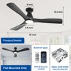 Depuley 52-Inch Ceiling Fans with Lights: Black 3 Blade Flush