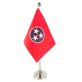 Zigvert USA Tennessee State Flag Tennessee TN Flag, Tennessee Desk Flag, Tennessee Table Flag, Tennessee Office Table Flag on Stand Base, Decorations for Offices, Families, Conference Rooms