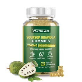 VAJYKEWJY Soursop Graviola Gummies - 2000mg Extra Strength Soursop Leaves Extract, Vitamin C, Zinc & Whole Natural Food for Immunity, Vegan, 60 Gummies
