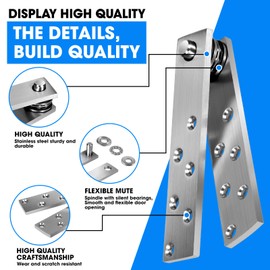 Pisman Pivot Door Hinges, Hidden Hinge Heavy Duty with Accessories for Wood Secret,Hidden Bookcase,Murphy Bookshelf 360 Degree Rotation (No Lock Style, Large)