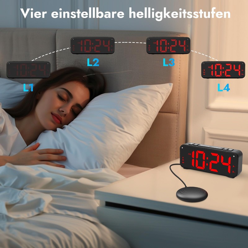 Piashow LED Alarm Clock Loud for Deep Sleepers, Digital Alarm