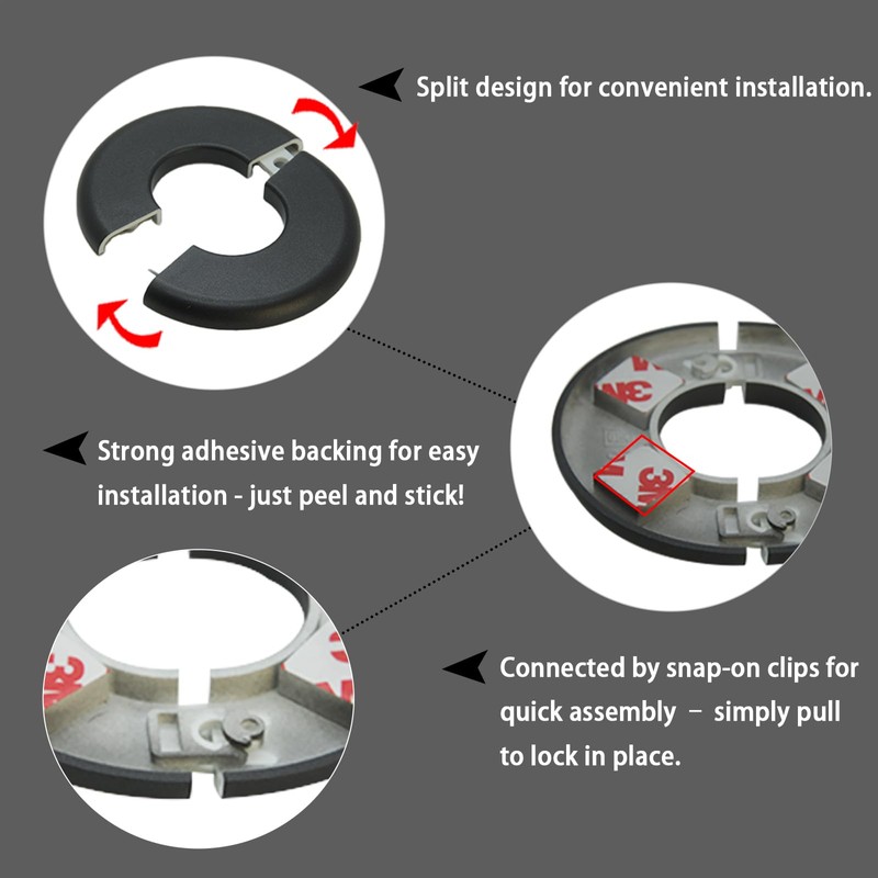 CAcoverVA Wall Split Flange 1 Piece, Pipe Cover Decoration Fit