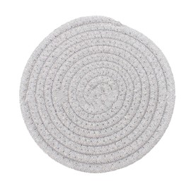 Coaster 4.3in Round Woven Cotton Thread Handmade Cup Mat Tabletop Protection Nordic Style Versatile Drink Pad for Kitchen Dining Room(Light Grey)