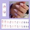 24Pcs Almond False Nails Short, Pink Purple Fake Nails Nude
