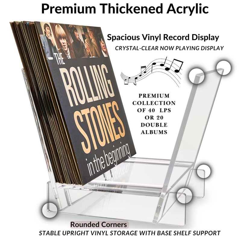 Honygebia Acrylic Vinyl Record Holder, Storing Collection of 40 Premium