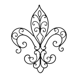 Wrought Iron Open Work Fleur de Lis Wall Hanging