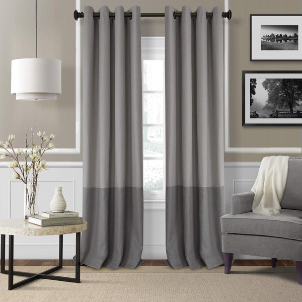 Elrene Home Fashions 26865874679 Braiden Room Darkening Grommet Window Curtain Drape Panel, 52" x 84", Gray, 1