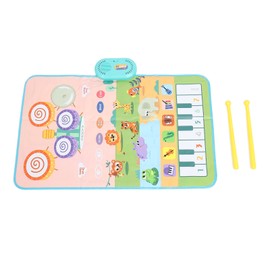 Toddler Musical Mat Touch Play Baby Piano Keyboard Drum Pad Toy with 2 Sticks for Boys Girls Early Education Animal Type