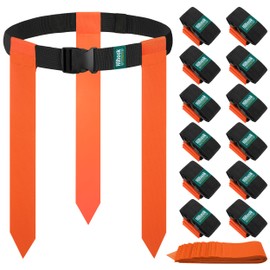 Hilhook Flag Football Belts, Sets of 12 Orange Flag Football Sets with 42 Flags for Youth, Kids and Adults Sport Team Building and Competition Training