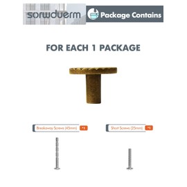 SORWDUERM 5 Pack Antique Brass Cabinet Knobs Vintage Kitchen Solid Round Dresser Drawer Knobs Simple Cabinet Hardware for Cupboard Drawer Pulls Zinc Alloy