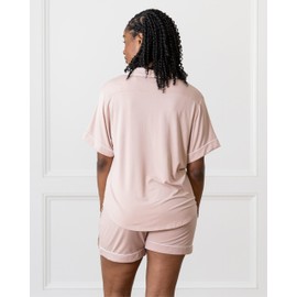 Cozy Earth Women's Viscose from Bamboo Short Sleeve Pajama Set- Ultra Soft, Temperature Regulating, Breathable, Size Large, Color Blush
