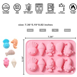 Verdental Marine Life Silicone Molds Set Non-stick Candy Making Supplies for Chocolate Gummy Biscuit Mints Crayon Including Octopus, Conch, Fish, Seahorse (2 Pieces)